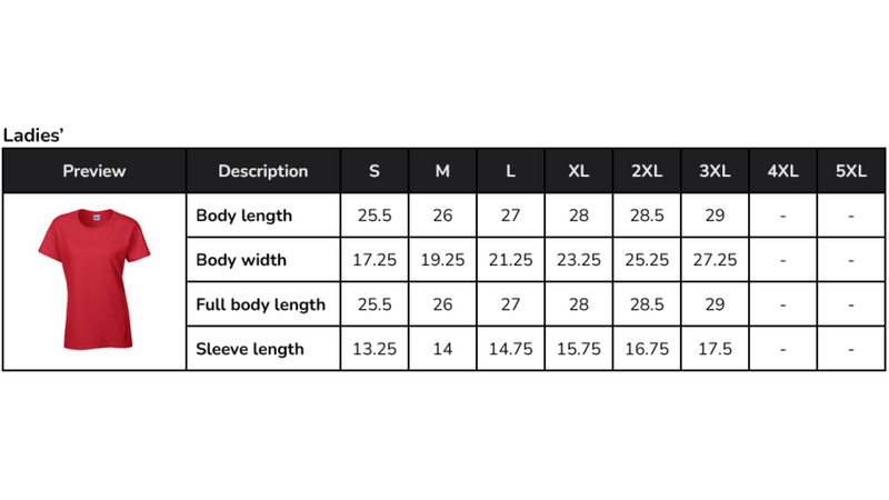 Size Charts – DV TEES